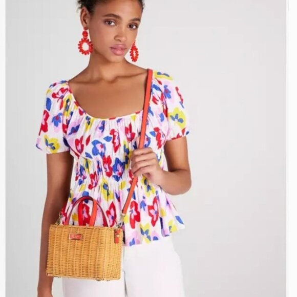 KATE SPADE Handbags - KATE SPADE SAM WICKER MADRAS SATCHEL/CROSSBODY/MINI